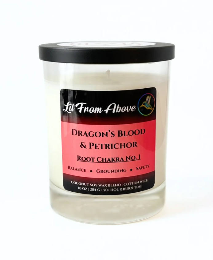 Lit From Above - Dragon's Blood & Petrichor - 9.5 oz Scented Candle