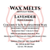 3.2 oz Scented Coconut Soy Sunflower Wax Melts